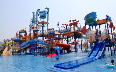 تجاری متوسط ​​خانه آب Aqua زمین بازی بستر های نرم افزاری با اسلاید آب تصفیه خانه های آب