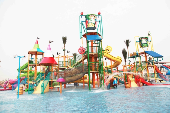 تجاری متوسط ​​خانه آب Aqua زمین بازی پلت فرم با اسلاید آب تصفیه خانه های آب