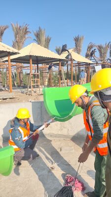 سرزمین تفریحی هتل پنج ستاره ریزورت سرسره آبی فایبرگلاس با