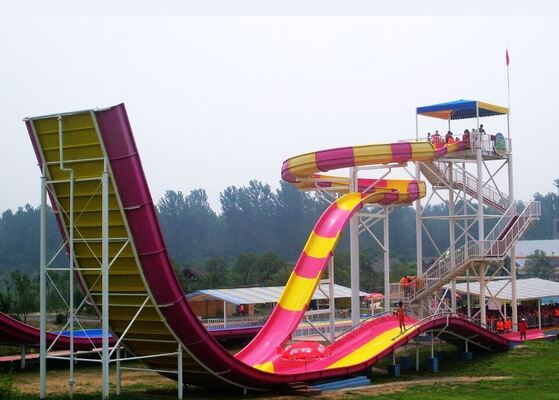 سرسره آبی U شکل دو نفره با هیجان Wall-Ride 13 متری، ظرفیت 480 سوار در ساعت و فضای جمع و جور 21×58 متر